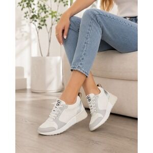 Sam Edelman‎ Darsie Sneakers Womens 8 White Silver Athleisure Dad Shoes